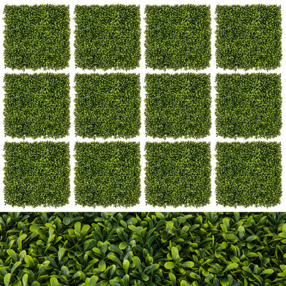 12-Pieces 20 Inch x 20 Inch Artificial Hedge Boxwood Panels