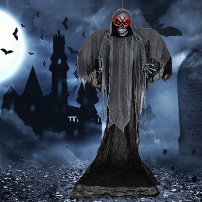 12.1 Ft Skeleton Ghost with Flickering Red Eyes and Scary Sounds