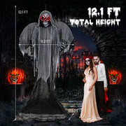 12.1 Ft Skeleton Ghost with Flickering Red Eyes and Scary Sounds