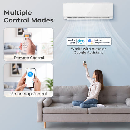 12000 BTU 22 SEER2 208-230V Wifi Enabled Mini Split Air Conditioner and Heater White