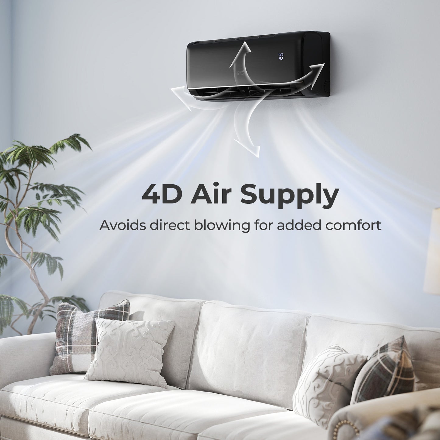 GreyVolt Series 12000 BTU 22 SEER2 115V WiFi Enabled Mini Split AC Compatible with Alexa Gray