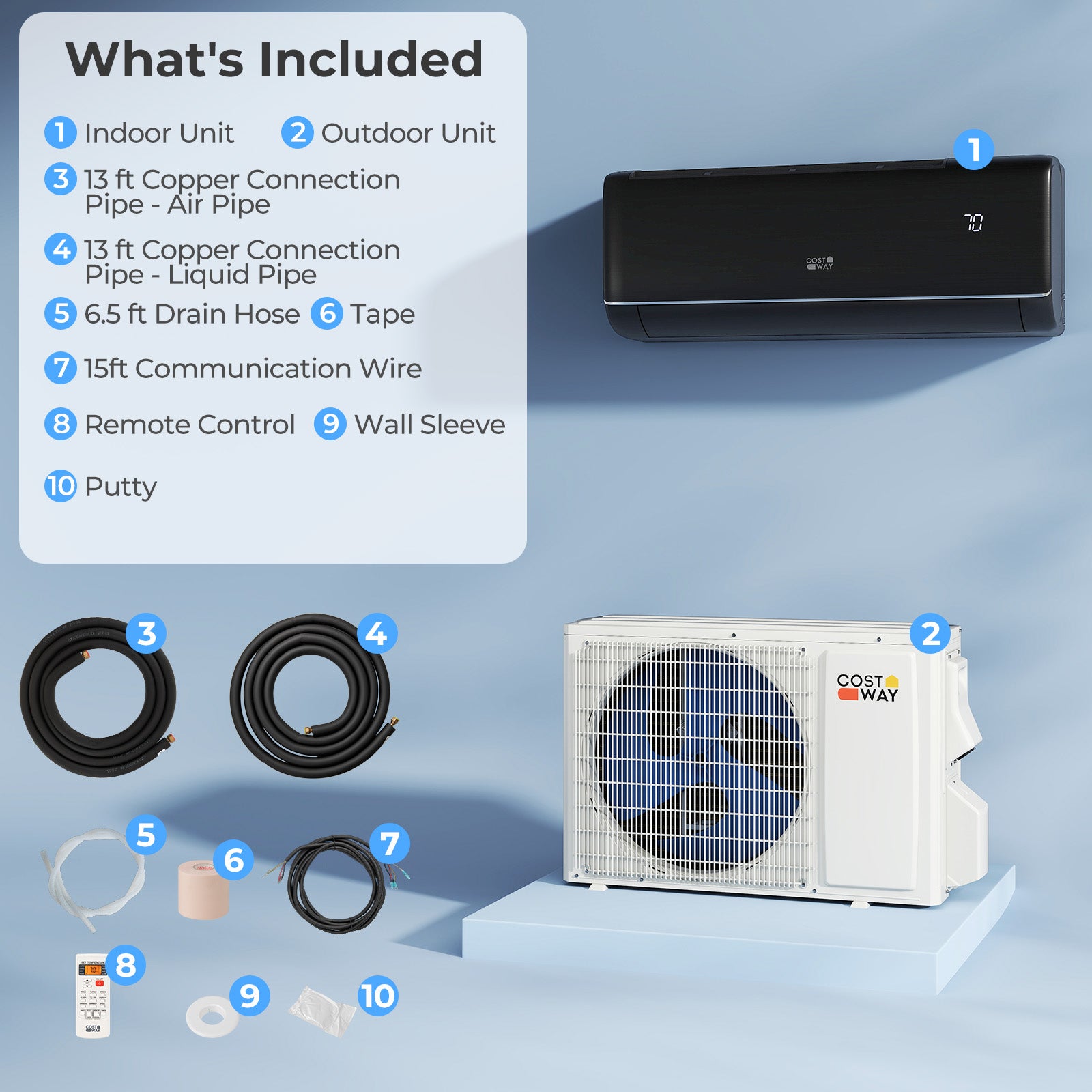GreyVolt Series 12000 BTU 22 SEER2 115V WiFi Enabled Mini Split AC Compatible with Alexa Gray