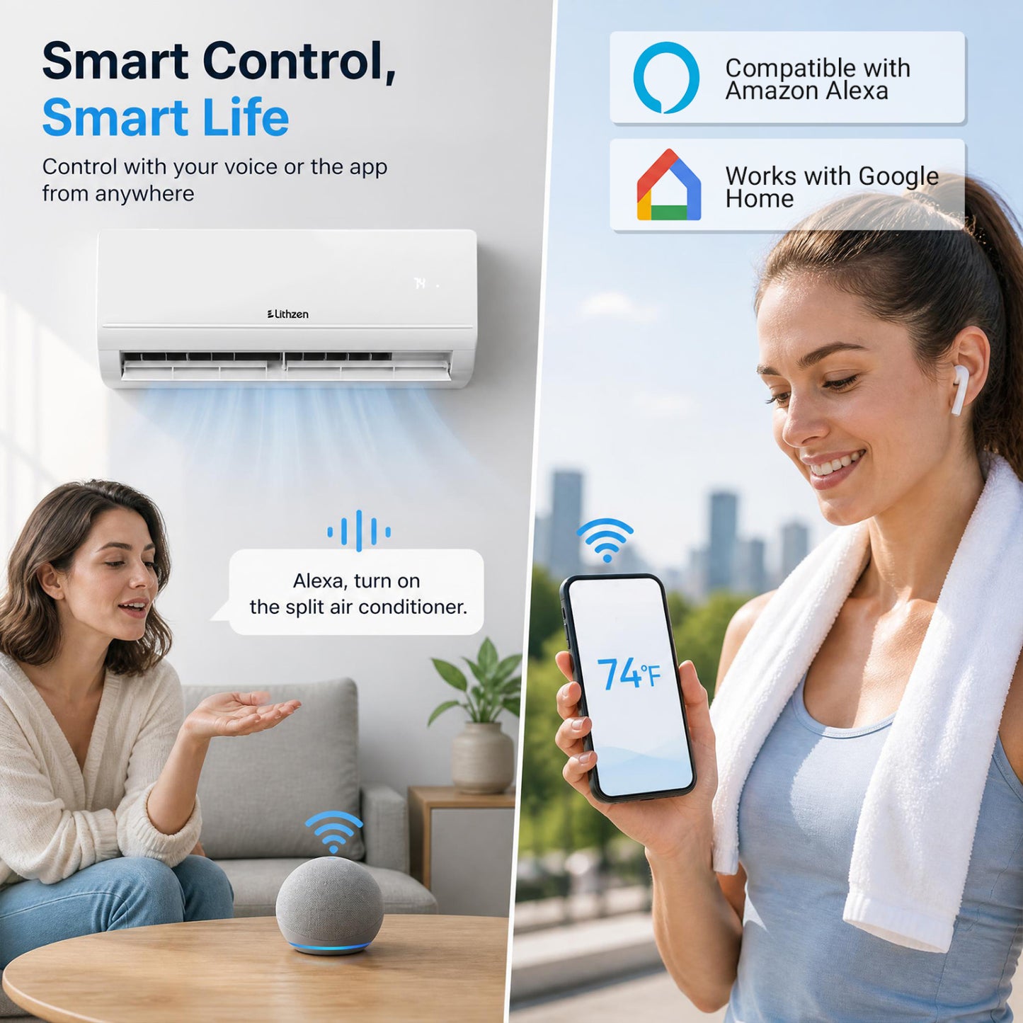 12000 BTU Mini Split Air Conditioner & Heater with WiFi