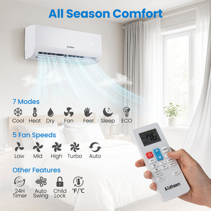 12000 BTU Mini Split Air Conditioner & Heater with WiFi