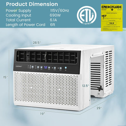 Window Air Conditione with Handy Remote and LED Control Panel