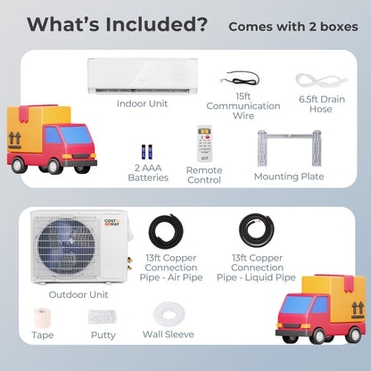 12000 BTU 22 SEER2 208-230V Wifi Enabled Mini Split Air Conditioner and Heater White