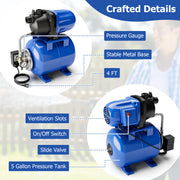 1200 W Garden Water Pump Shallow Well Pressurized Irrigation-Blue