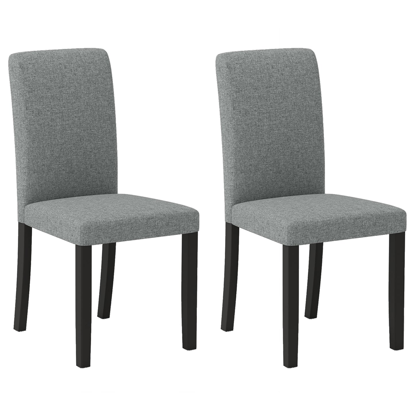 Dining Chair Set of 2 Mid-Century Modern Chairs with Rubber Wood Legs-Gray