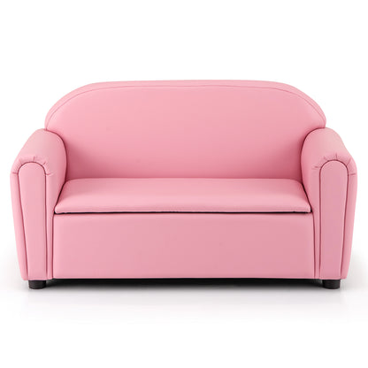Kids Sofa Armrest Chair with Storage Function-Brown - Pink