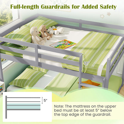 Full Over Full Bunk Bed Low-to-ground Bunk Bed-Gray