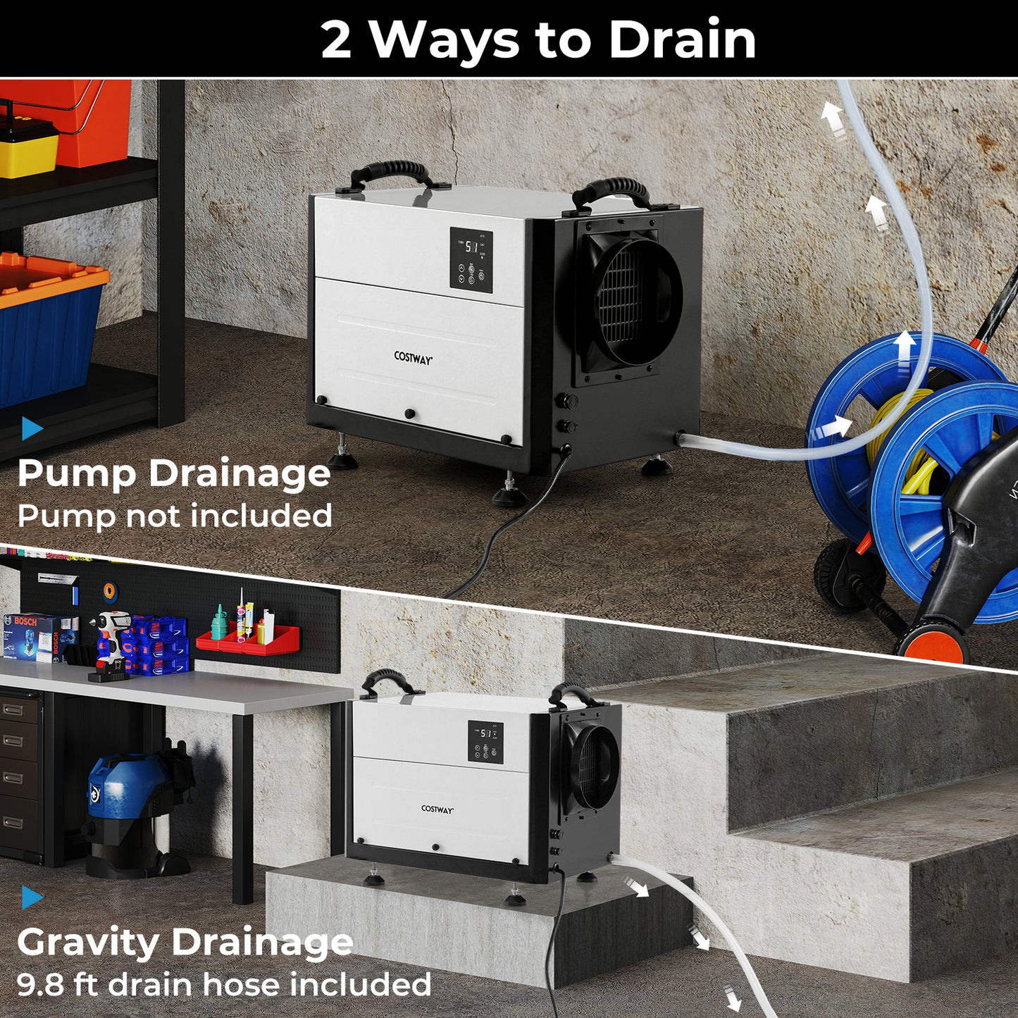 124 Pint Crawl Space Dehumidifier with 3 Modes and 24H Timer-White