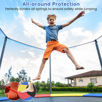8-16 FT Trampoline Pad Replacement Safety Pad with Fixing Straps (Multicolor)-15FT