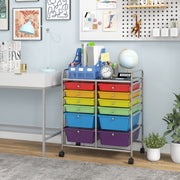 12 Drawers Rolling Cart Storage Scrapbook Paper Organizer Bins-Multicolor