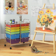 12 Drawers Rolling Cart Storage Scrapbook Paper Organizer Bins-Multicolor