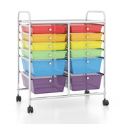 12 Drawers Rolling Cart Storage Scrapbook Paper Organizer Bins-Multicolor