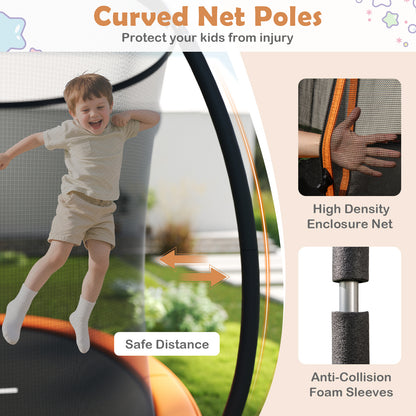 12FT Outdoor Trampoline Heavy-Duty Recreational Trampoline with Safety Enclosure Net-Orange