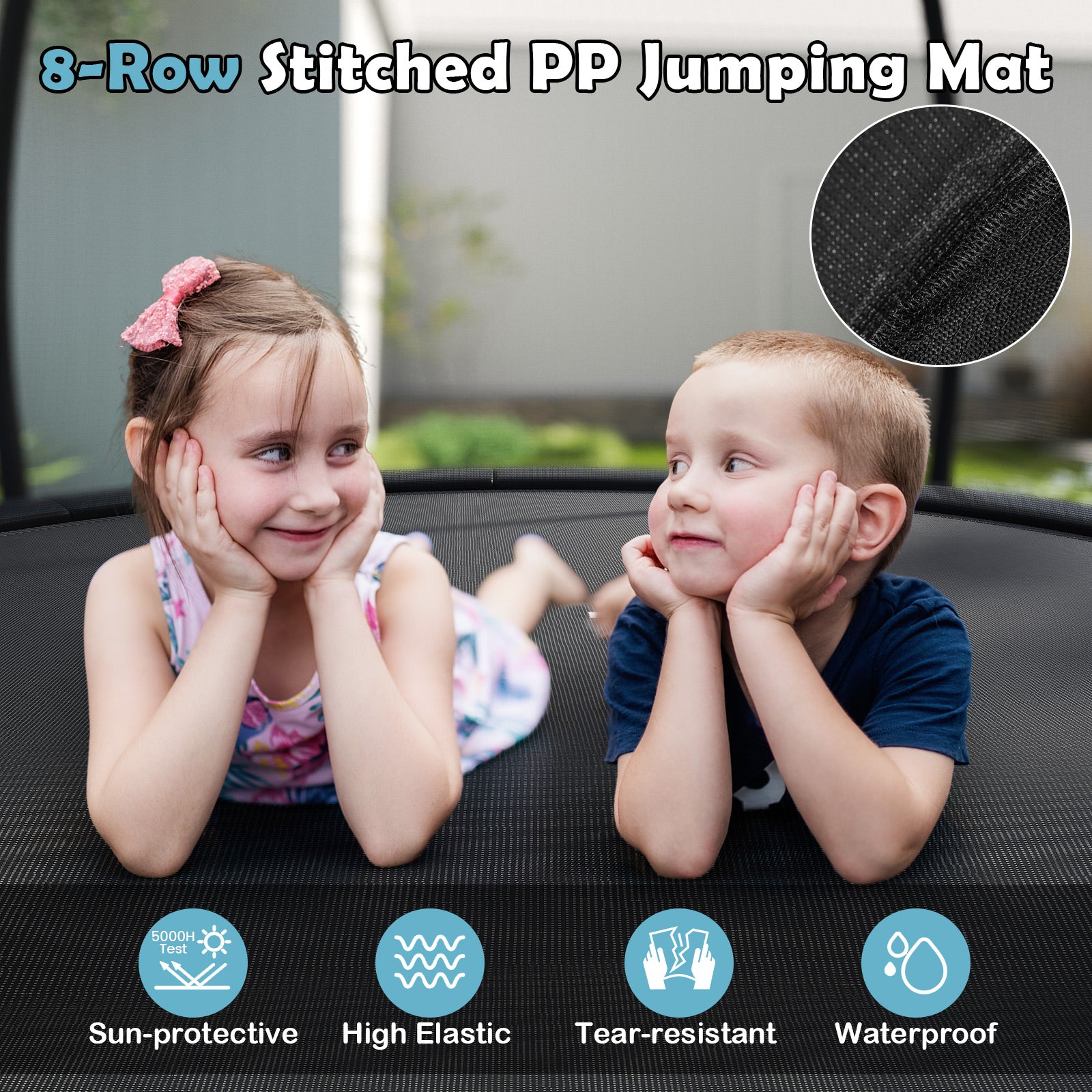 12FT Outdoor Trampoline Heavy-Duty Recreational Trampoline with Safety Enclosure Net-Black