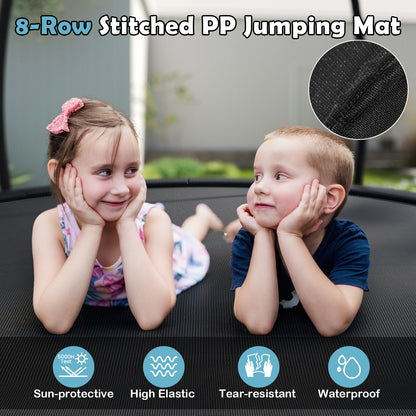 12FT Outdoor Trampoline Heavy-Duty Recreational Trampoline with Safety Enclosure Net-Black