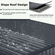 12 x 9.8 Feet Outdoor Storage Shed with Lockable Door and Pitched Roof-Gray