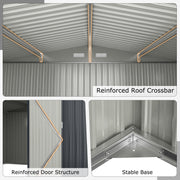 12 x 9.8 Feet Outdoor Storage Shed with Lockable Door and Pitched Roof-Gray