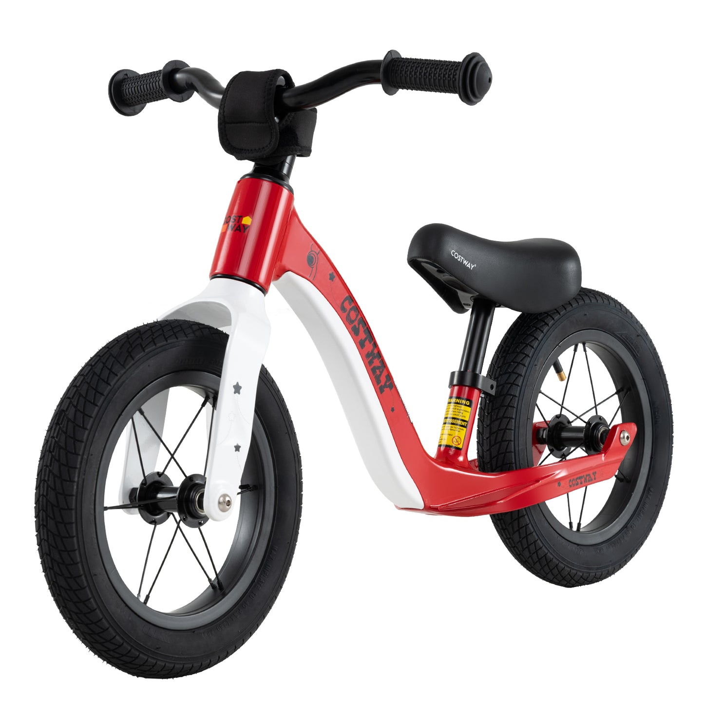12-Inch Balance Bike with Adjustable Seat and Rotatable Handlebar for Over 36 Months Old-Pink - Red
