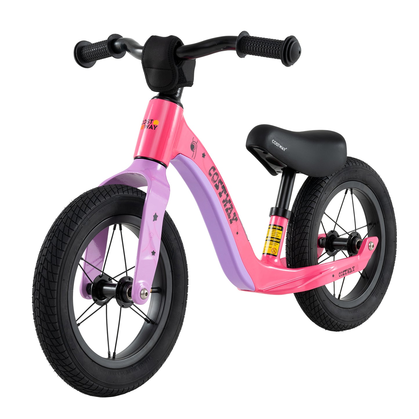 12-Inch Balance Bike with Adjustable Seat and Rotatable Handlebar for Over 36 Months Old-Pink - Pink