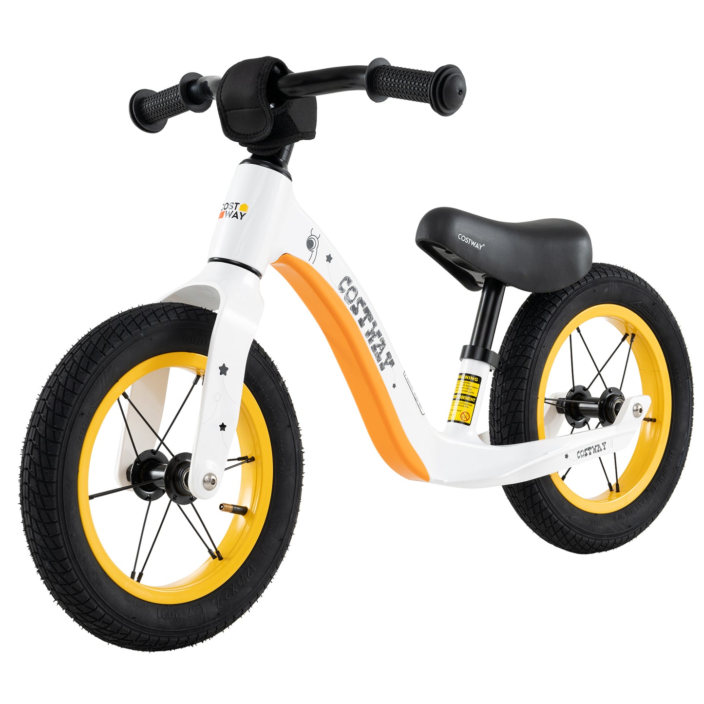 12-Inch Balance Bike with Adjustable Seat and Rotatable Handlebar for Over 36 Months Old-Pink - White
