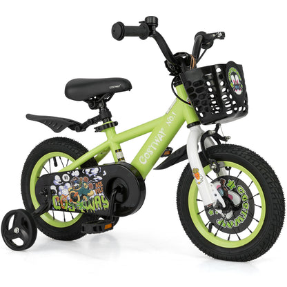 14 Inch Kids Bike Adjustable with Detachable Training Wheels for 3-5 Years Old-14 inches