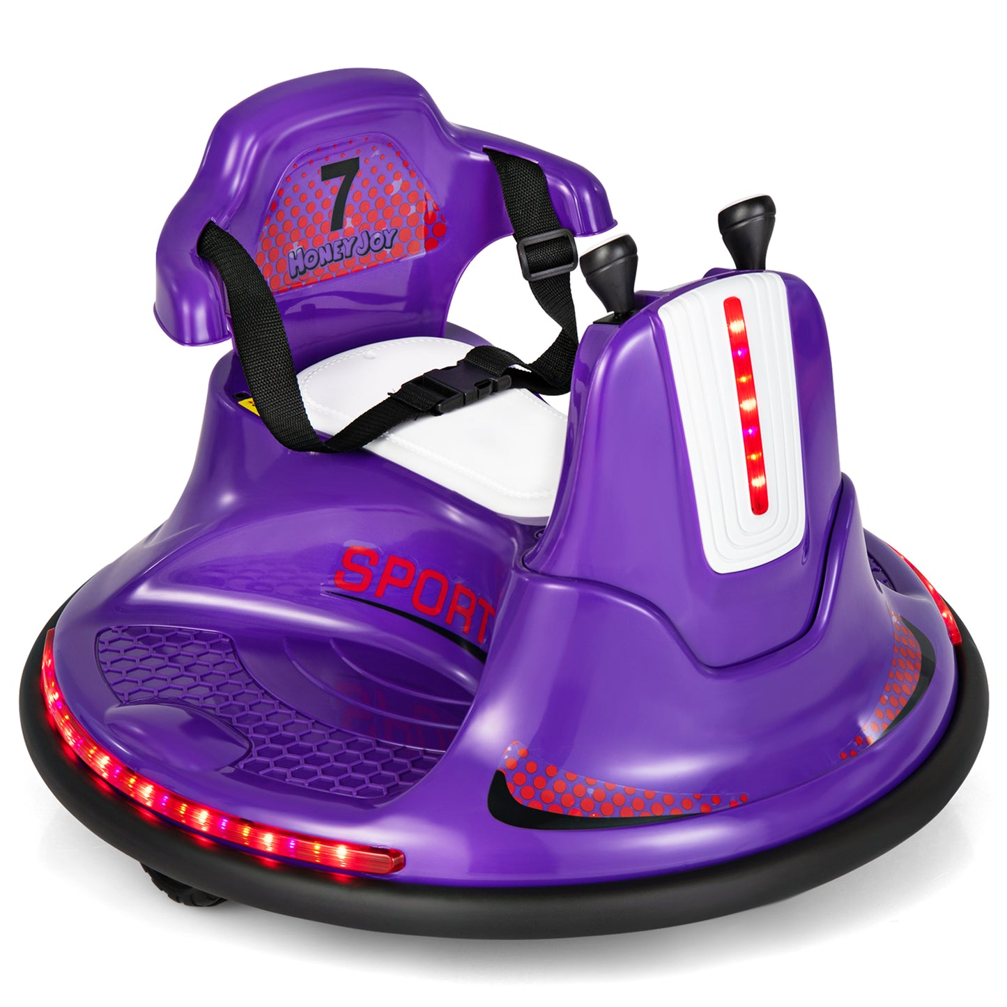 12V Kids Ride On Bumper Car with Remote Control Lights and Music-Blue - Purple