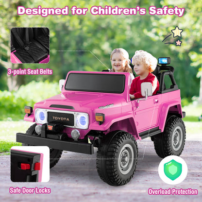 12V 2-Seat Licensed Kids Ride On Toyota FJ40 Car with 2.4G Remote Control-Pink - Pink