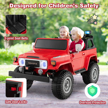 12V 2-Seat Licensed Kids Ride On Toyota FJ40 Car with 2.4G Remote Control-Pink - Red