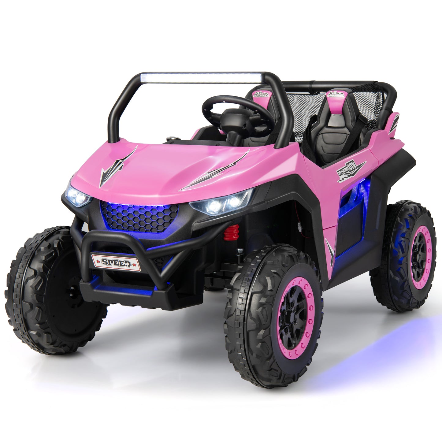 12V 2-Seater Kids Ride on UTV with Slow Start Function Music-Red - Pink