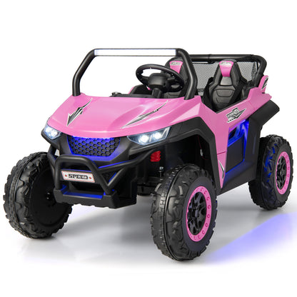 12V 2-Seater Kids Ride on UTV with Slow Start Function Music-Red - Pink