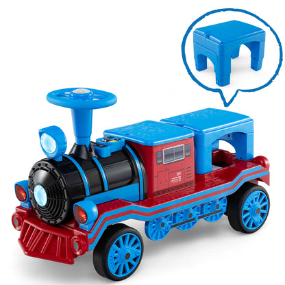 12V 2-Seater Ride on Toy with Train Whistle and Removable Chair