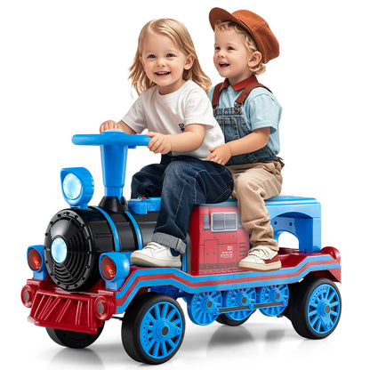 12V 2-Seater Ride on Toy with Train Whistle and Removable Chair