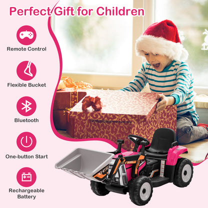 12V Battery Powered Kids Ride on Excavator with Adjustable Arm and Bucket