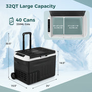 12V Car Refrigerator 32QT with Touch Panel and Removable Divider-M