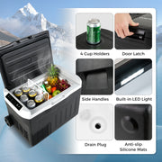 12V Car Refrigerator 42QT with Touch Panel and Removable Divider-L
