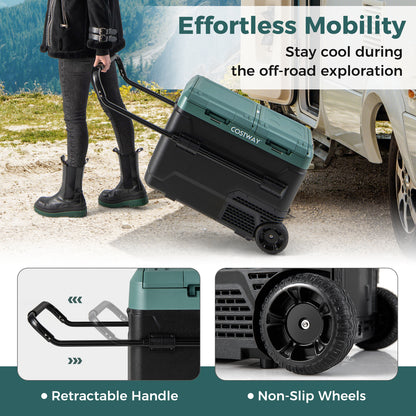Dual Zone 12V Car Refrigerator for Vehicles Camping Travel Truck RV Boat Outdoor and Home Use-Green