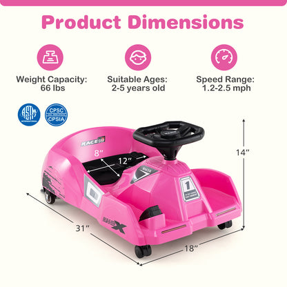 12V Electric Cleaning Go Kart with Detachable Mop and Remote Control-Pink
