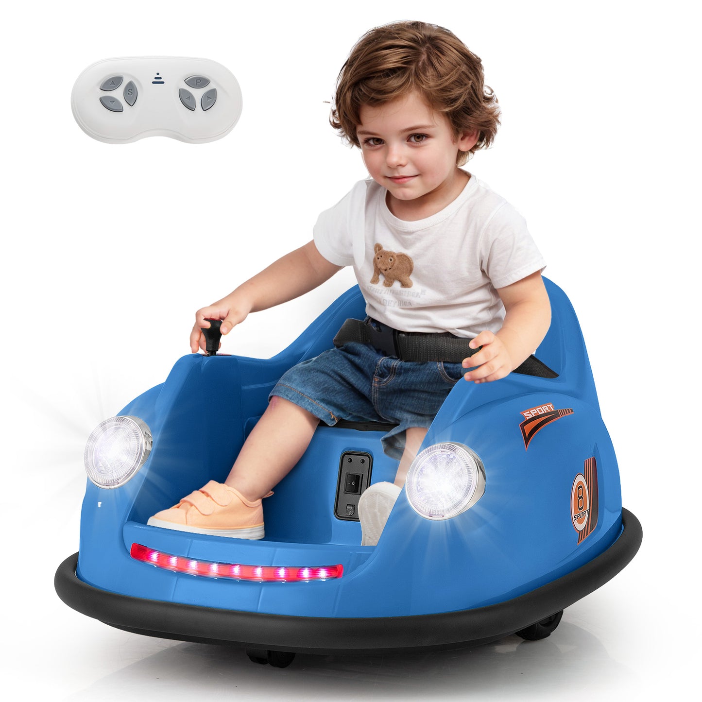 12V Electric Kids Ride on Bumper Car Battery Powered Bumping Car with Remote Control-Pink - Navy