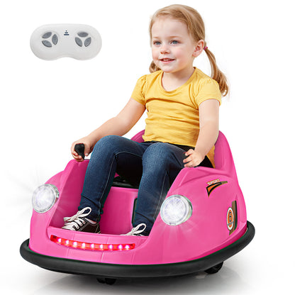 12V Electric Kids Ride on Bumper Car Battery Powered Bumping Car with Remote Control-Pink - Pink