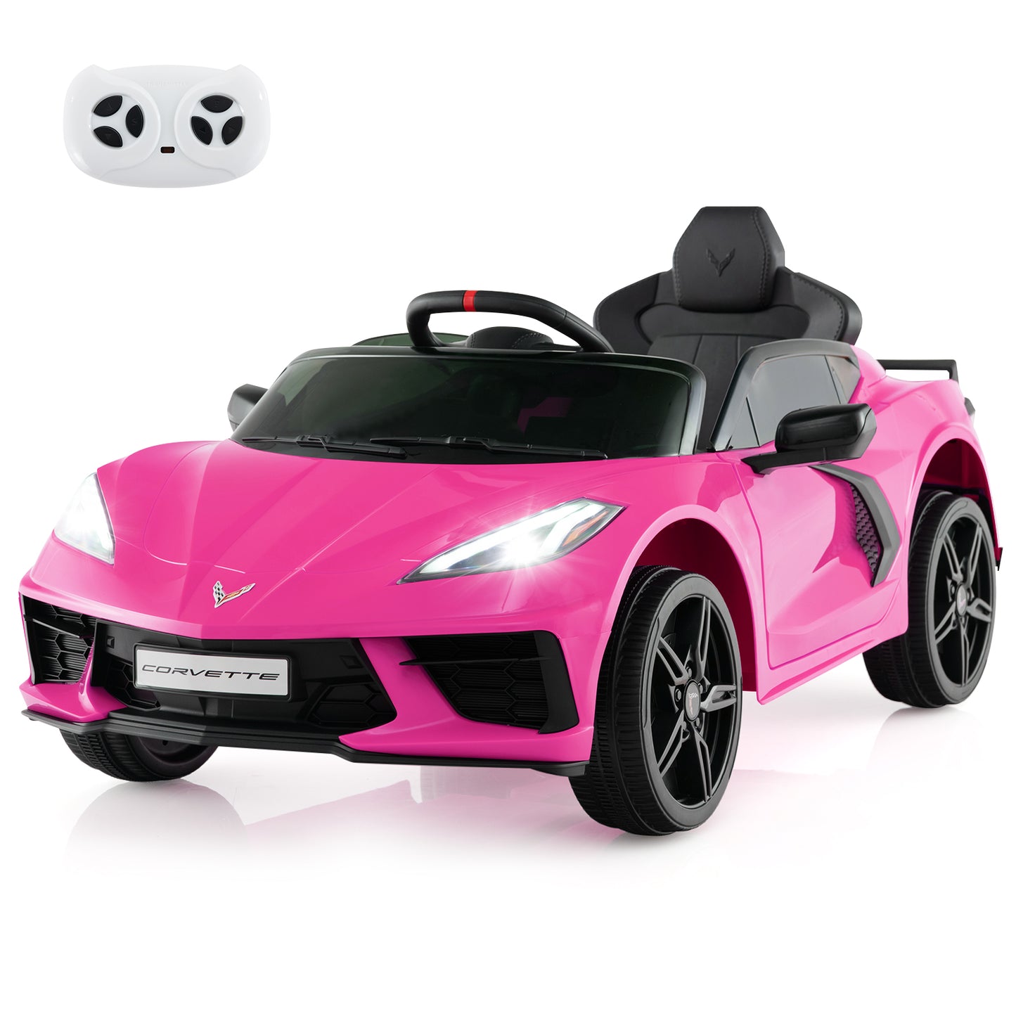 12V Electric Kids Ride On Car Licensed Chevrolet Corvette C8 with Remote Control Ages 3+ Years Old-Orange - Pink