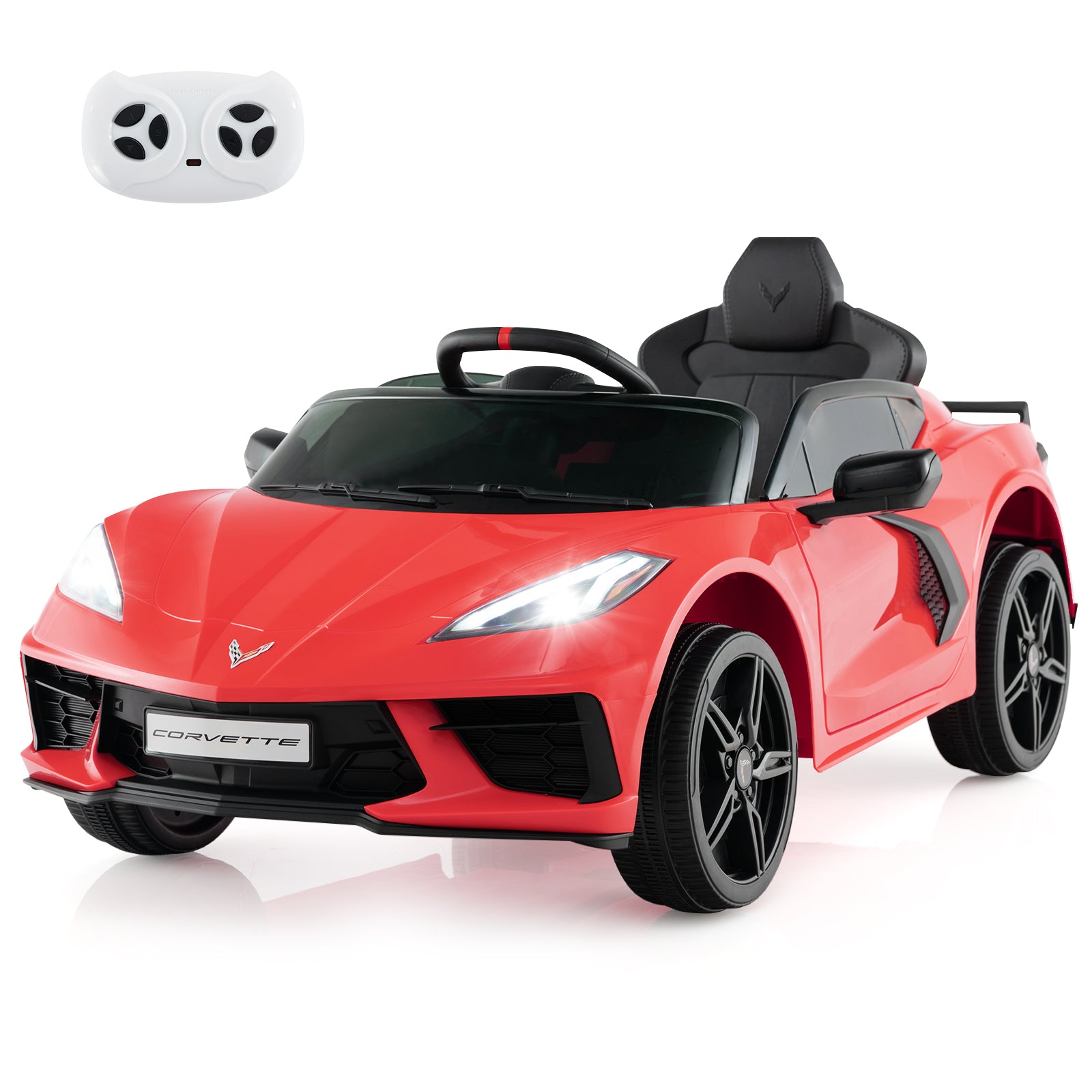 12V Electric Kids Ride On Car Licensed Chevrolet Corvette C8 with Remote Control Ages 3+ Years Old-Orange - Red
