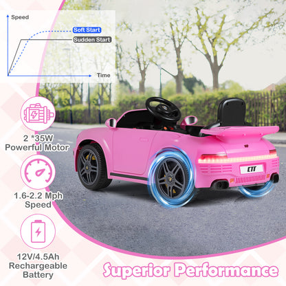 12V Electric Ride On Car Licensed RUF¬†CTR with Remote Control and Music-Pink