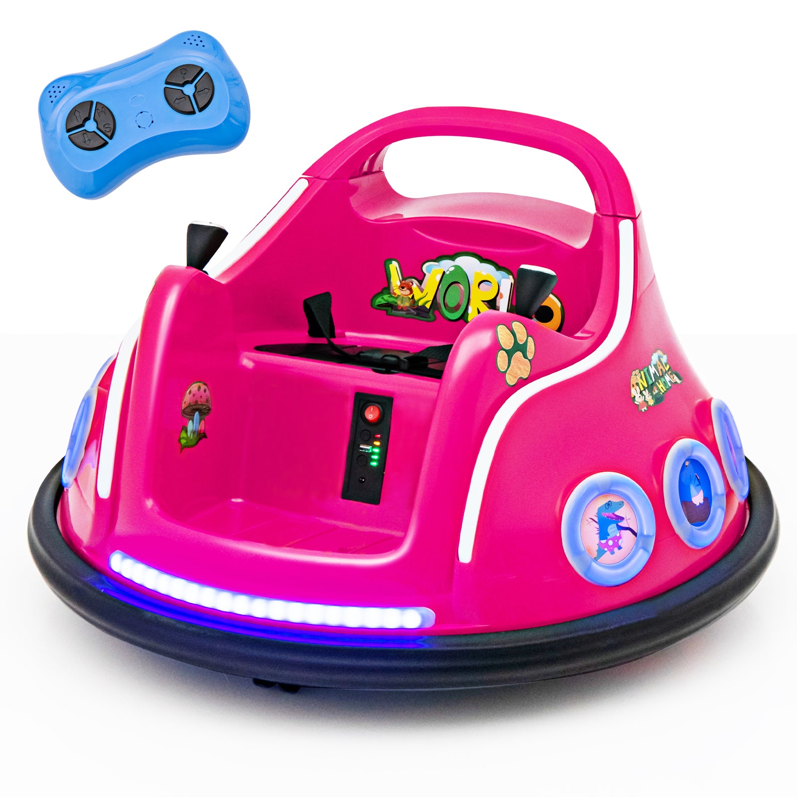 12V Electric Ride On Car with Remote Control and Flashing LED Lights-Purple - Pink