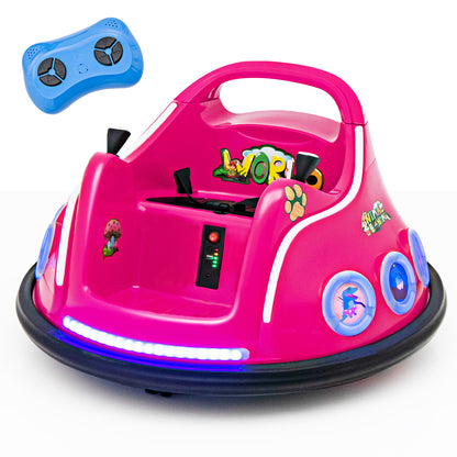 12V Electric Ride On Car with Remote Control and Flashing LED Lights-Purple - Pink