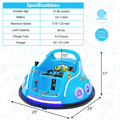 12V Electric Ride On Car with Remote Control and Flashing LED Lights