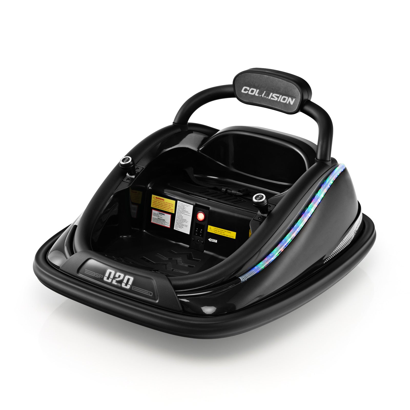 12V Kids Bumper Car Ride on Toy with Remote Control and 360 Degree Spin Rotation-Blue - Black