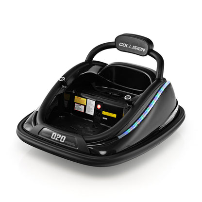 12V Kids Bumper Car Ride on Toy with Remote Control and 360 Degree Spin Rotation-Blue - Black